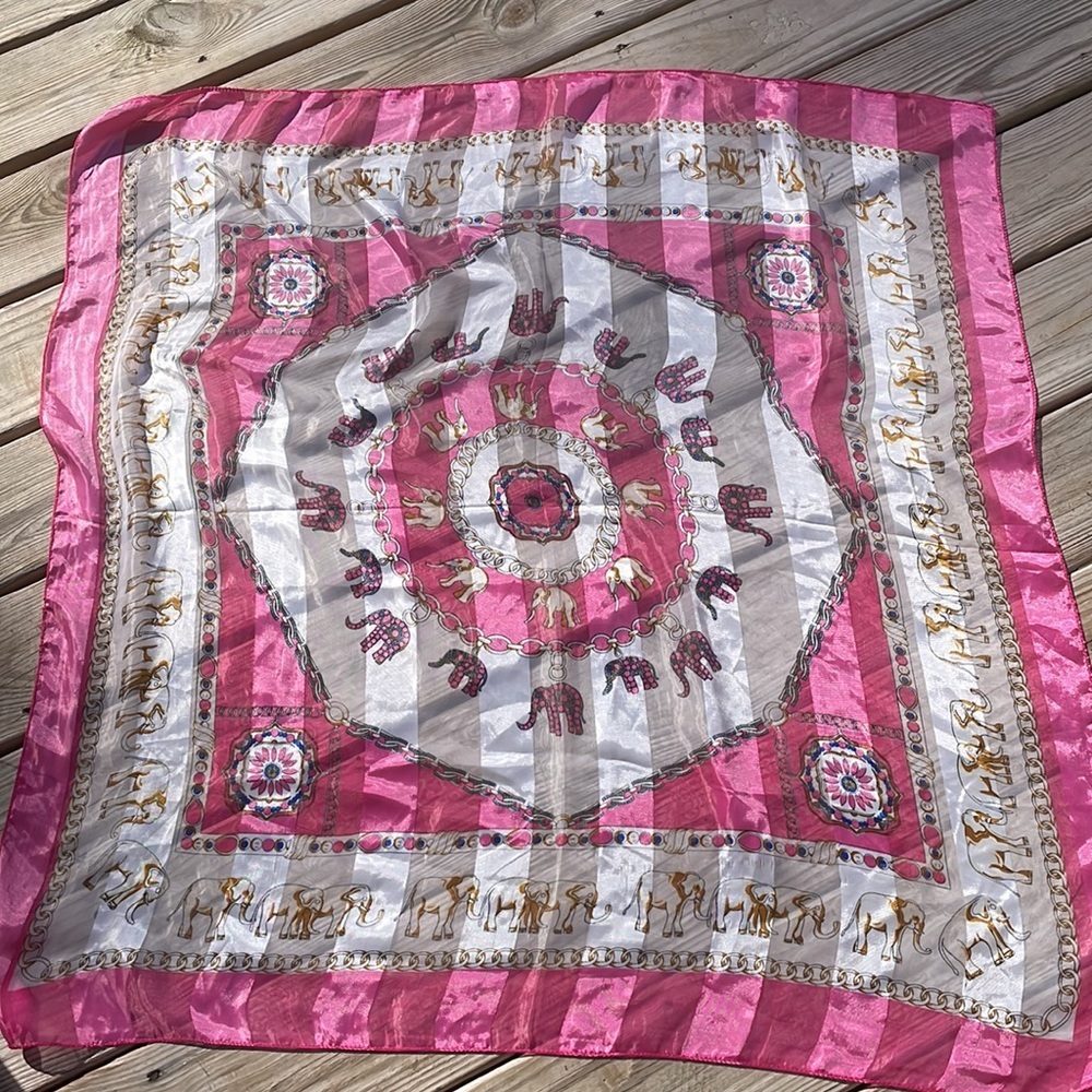 Elephant Pink & White Scarf 38”x 38”